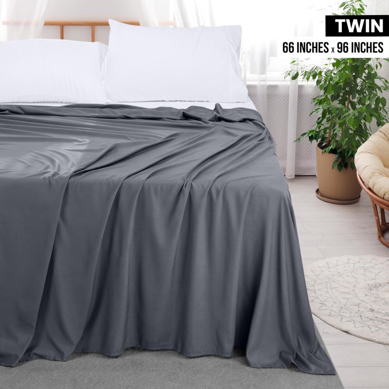 Utopia Bedding Flat Sheet - 1 Pack (Twin, Grey) - Soft Brushed Microfiber Fabric - Shrinkage & Fade Resistant Top Sheet - Easy Care Bed Sheet - Image 2